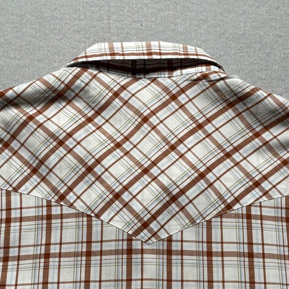 Express Rider VTG Pearl Snap Button Up Shirt Mens Size XL Rust/Brown Plaid - Picture 7 of 7